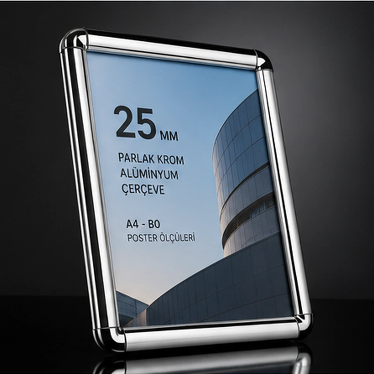 25 mm parlak krom alüminyum çerçeve